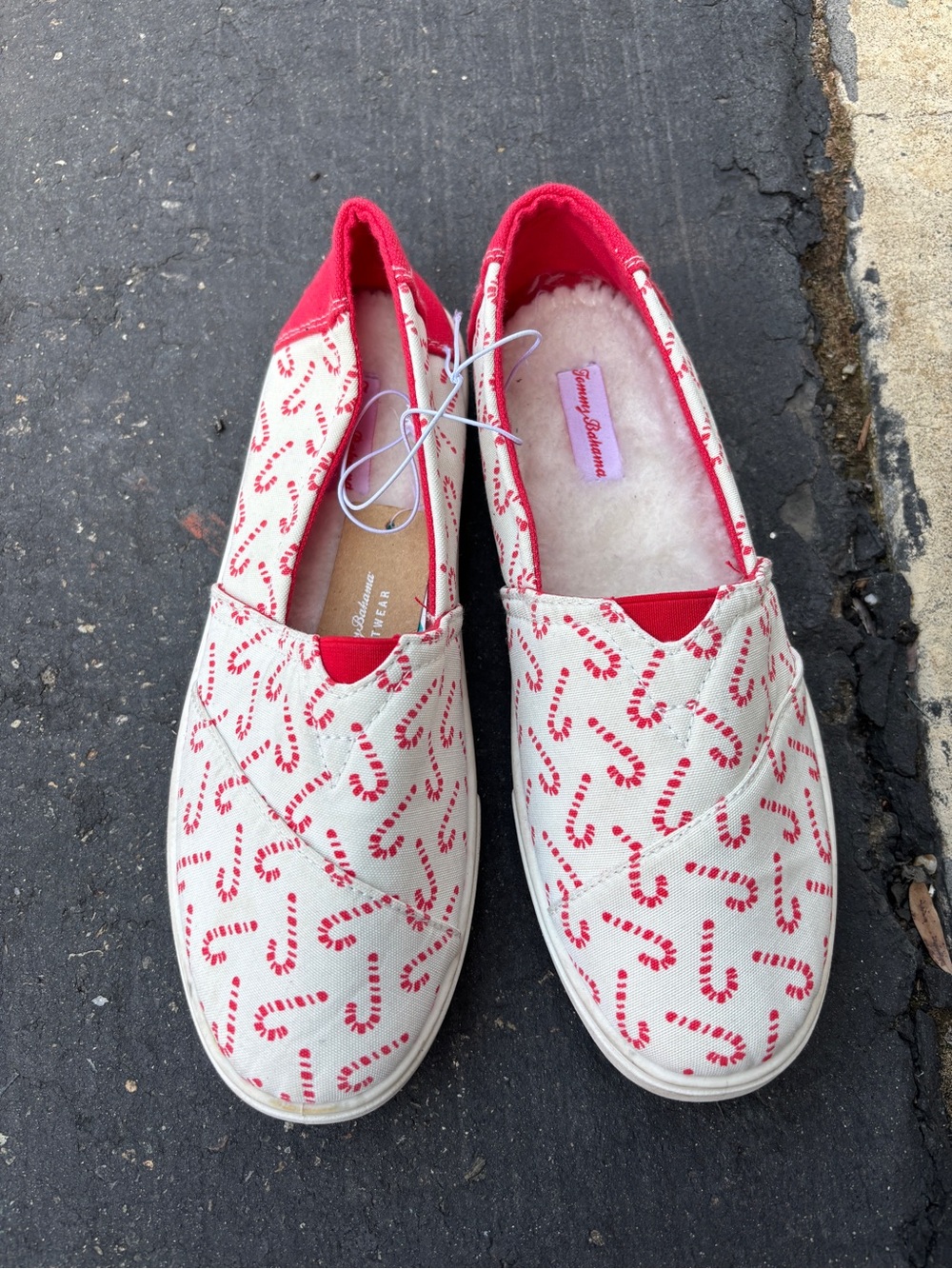 Tommy Bahama White & Red Candy Cane Slip-On Sneakers